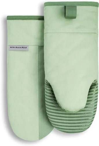KitchenAid Beacon - Juego de guantes de horno antideslizantes de dos tonos, color verde pistacho/grafito, 5.75 x 13 pulgadas, 2 piezas