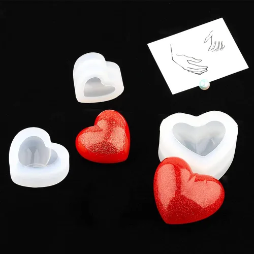 Miniatura 7 de Weenkeey 2 moldes de resina en forma de corazón 3D, dijes de llavero de corazón, molde de silicona, molde de fundición de joyería de corazón, molde