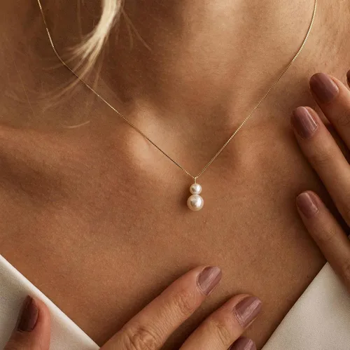 Miniatura 3 de Collares de perlas doradas para mujer, a la moda. Collar delicado chapado en oro de 14 K, sencillo y en capas, ideal como joyería para bodas