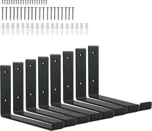 Miniatura 9 de HEART ART Soporte de estante negro de 6 pulgadas, paquete de 4 soportes de estante de metal J resistentes, 6.3" L×4.8" H×1.2" W