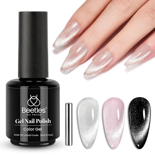 Miniatura 41 de Beetles - Esmalte de uñas de gel verde luminoso que brilla en la oscuridad, esmalte de uñas de gel que se absorbe con lámpara LED UV, arte de uñas
