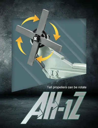Miniatura 5 de SEMKY Serie Militar AH-1Z Helicóptero Little Birds Juego de Bloques de Construcción de la Fuerza Aérea (597 Piezas) - Juguetes de Construcción