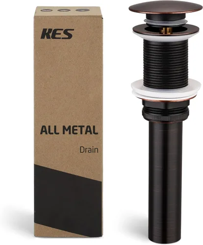 Miniatura 17 de KES Desagüe para lavabo con rebosadero, tapón emergente negro mate, paquete de 2 unidades para lavabo de tocador, tapón de drenaje de metal total