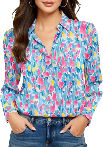 Miniatura 13 de Camisas sin planchado y sin arrugas para mujer, con botones, de manga larga, de seda de morera, blusas casuales para el trabajo
