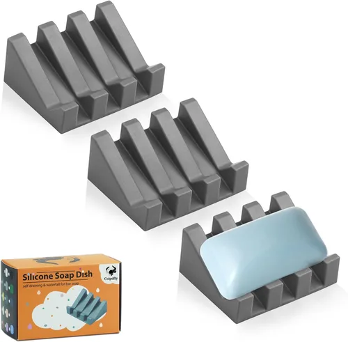 Miniatura 14 de Jabonera Autodrenante con Soporte, Jabonera de Silicona, para Baño, Cocina, Esponjas, Puede Extender la Vida del Jabón, Mantiene las Barras de Jabón