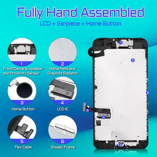 Miniatura 3 de para iPhone 7 Plus Reemplazo de pantalla con botón de inicio 5.5 "negro LCD 7plus 3D pantalla táctil digitalizador auricular Asamblea de vidrio