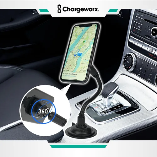 Miniatura 3 de CHARGEWORX Soporte magnético para teléfono – Soporte universal para teléfono celular de coche con cuello de cisne ajustable de 360° y base