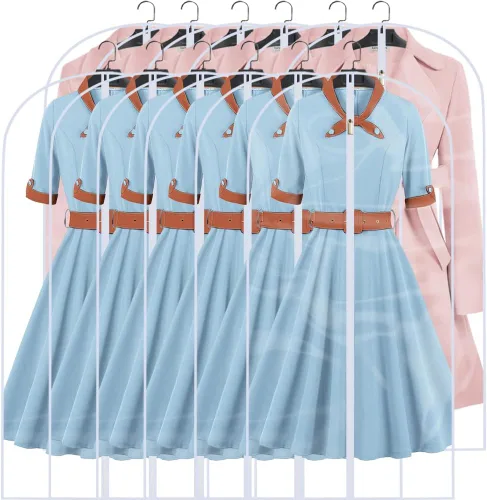 Miniatura 14 de Bolsas de ropa para colgar ropa, bolsa de traje transpirable (juego de 12) fundas con cremallera, bolsas de ropa de PEVA, bolsas protectoras