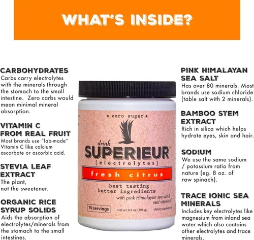 Miniatura 4 de Superieur Electrolytes – Suplemento de electrolitos a base de plantas con minerales marinos para hidratación y recuperación – Apto para dieta keto