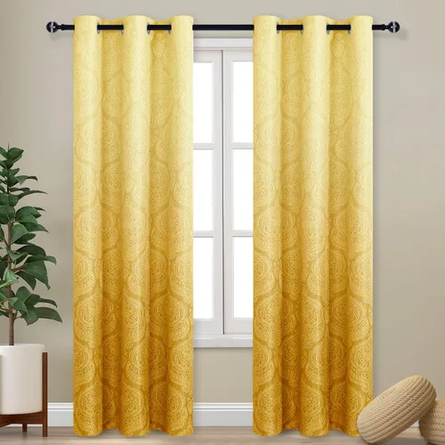 Miniatura 121 de DWCN - Cortinas blackout para dormitorio, diseño de damasco con aislamiento térmico y ojales, para sala de estar, juego de 2 paneles de cortina Gris