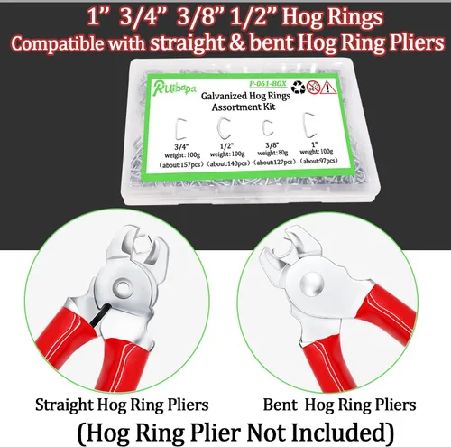 Miniatura 4 de Kit surtido de anillos de cerdo para tapicería profesional de 1 pulgada, 1/2 pulgadas, 3/4 pulgadas, 3/8 pulgadas, kit surtido de instalación