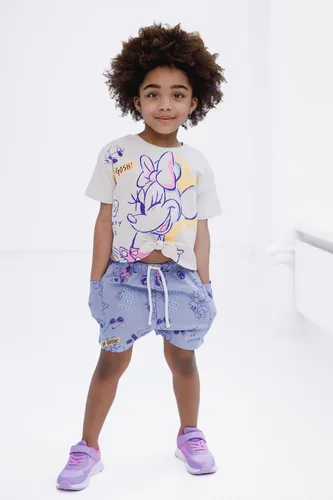 Miniatura 30 de Disney Minnie Mouse - Conjunto de camiseta floral arcoíris y pantalones cortos de cambray, tallas de bebé a niño grande (12 meses - 14-16)