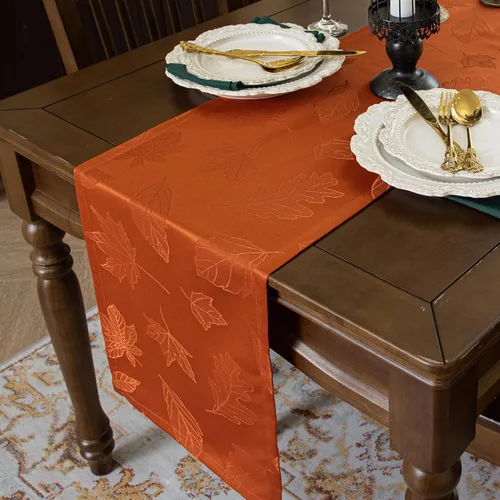 Miniatura 20 de Joyfol Day Caminos de Mesa de Navidad, Impermeable Jacquard Verde Flor de Pascua Camino de Mesa para Navidad Vacaciones Invierno Festival Cocina