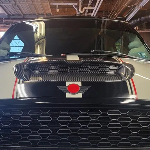 Miniatura 5 de Kojem Mini Cooper Hood Scoop compatible con 2007-2013 Mini Cooper S R55 R56 R57 R58 R59 Ventilación de entrada de aire Impresión de fibra de carbono