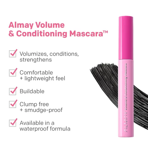 Miniatura 4 de Almay Máscara de volumen y acondicionador, hidratante durante todo el día, 10 negro más negro, 0.27 onzas líquidas.