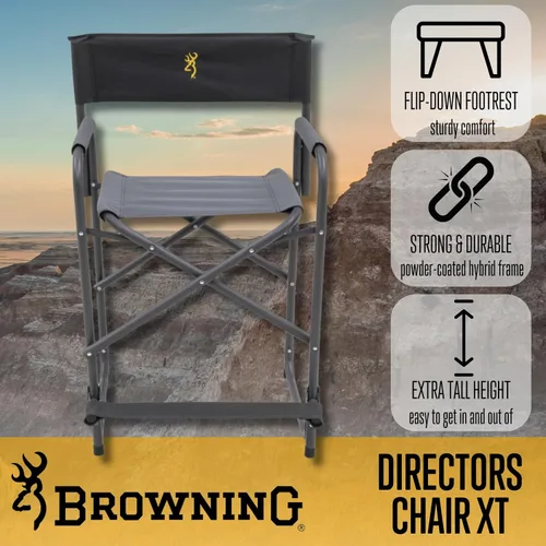 Miniatura 10 de Browning Silla de directores – Sillas plegables para exteriores fabricadas con tela duradera y marco de aluminio y acero resistente, con asiento