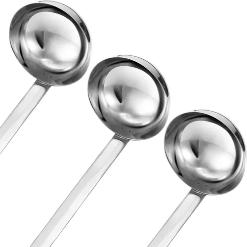 Miniatura 2 de meekoo 3 Piezas Cucharones de Acero Inoxidable Cucharón de Sopa con Mango con Borde de Vertido para Cocina Cocinando Sopa Salsa (3 oz)