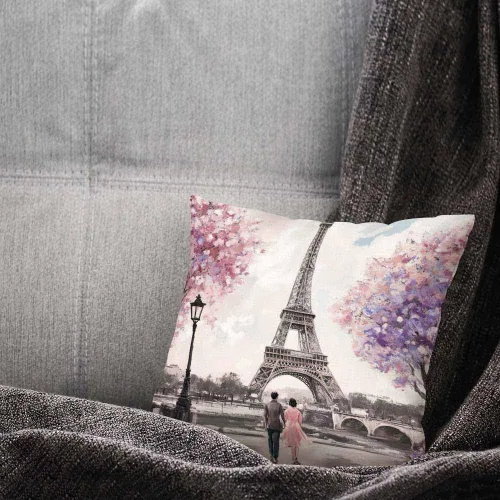 Miniatura 4 de Pehede Funda de almohada decorativa de lino y algodón con diseño de pintura al óleo de París, vista de la calle de París, para sofá, silla
