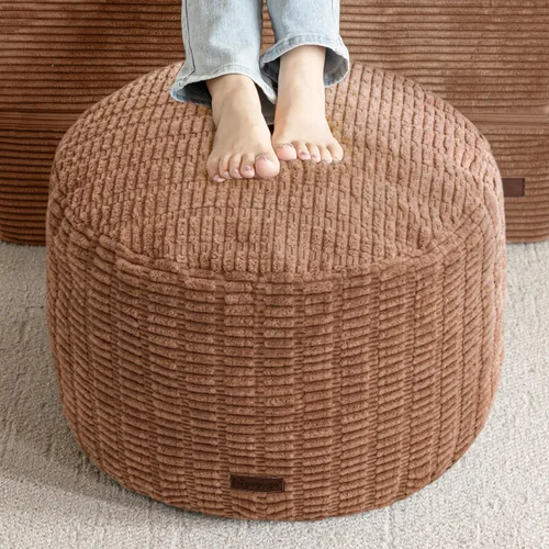 Miniatura 9 de HIGOGOGO Puf otomano relleno redondo moderno relleno de espuma pufs para sala de estar, silla, decorativo, 20 x 15 pulgadas, taburete bohemio Gris
