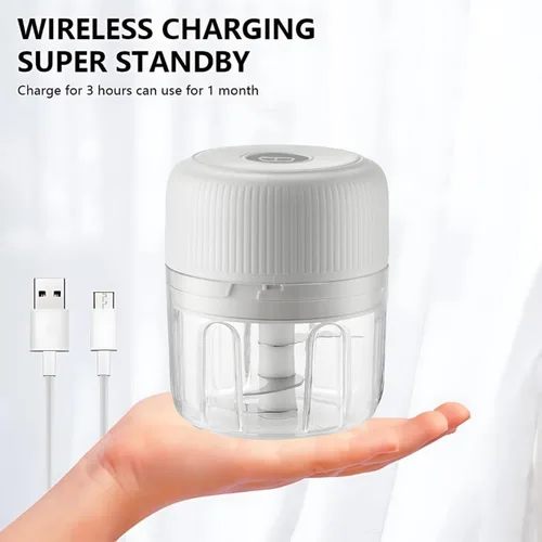 Miniatura 2 de Picadora de ajo eléctrica, picadora de verduras portátil, trituradora de ajo y picadora de cebolla, procesador de alimentos inalámbrico