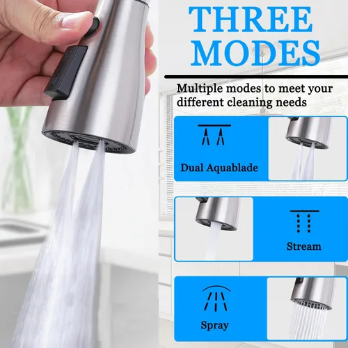 Miniatura 2 de Accesorio rociador para fregadero de cocina, rociador de manguera de fregadero con aireador para grifo con desviador de latón y manguera de acero