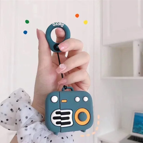 Miniatura 4 de Funda 3D de radio retro compatible con AirPods 2 y 1, divertida funda Kawaii de silicona de dibujos animados para AirPod 1/2
