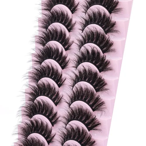 Miniatura 2 de FANXITON - Pestañas postizas de visón esponjosas, 20 mm, de ojo de gato, largas, 5D, dramáticas, 10 pares de pestañas postizas de visón sintético