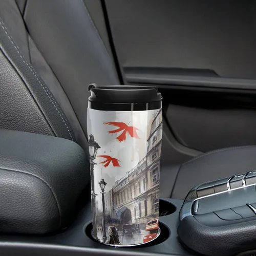 Miniatura 6 de London - Taza de café caliente, taza de viaje reutilizable, tazas de café helado, doble aislamiento térmico, taza de café con tapa a prueba