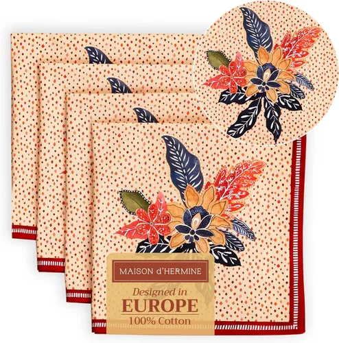 Miniatura 135 de Maison d' Hermine Happy Florals - Juego de 4 servilletas 100% algodón suave y cómodo perfectas para cenas familiares, bodas, fiestas de cóctel, 063
