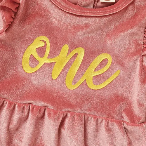 Miniatura 24 de GRNSHTS Ropa de primer cumpleaños para niña de terciopelo de un año de edad, mameluco de manga larga + diadema, 2 piezas de trajes de pastel