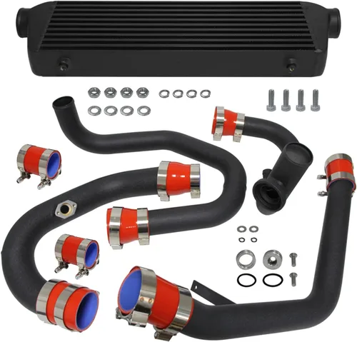 Miniatura 7 de Kit de intercooler de montaje delantero para motores VW Jetta Golf GTI GL/GLI/GLS MK4 1.8T 1.8L 98-05 Motores FMIC Bolt (plisado negro-negro)