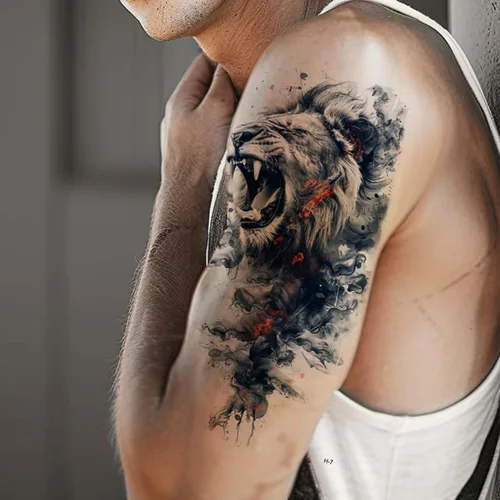 Miniatura 3 de Everjoy 25 hojas de calcomanías temporales de tatuajes de bestia dura, 12 hojas de tatuajes falsos de animales de acuarela de brazo grande, 13