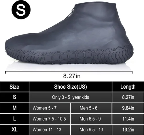 Miniatura 6 de Shoe Covers Waterproof Reusable Foldable Not-Slip Rain Shoe Covers with Zipper,Shoe Protectors Overshoes Rain Galoshes for Kids Men and Women