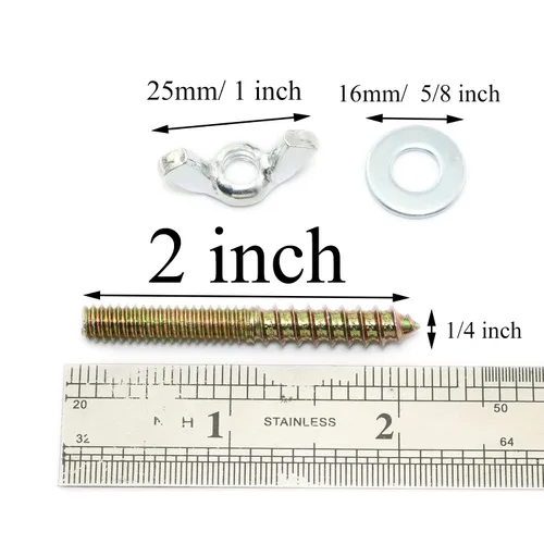Miniatura 3 de Pernos de suspensión 1/4-20 x 2 Tornillo de doble cabeza con tuercas de ala para muebles de madera