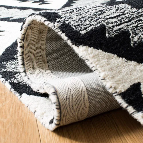 Miniatura 4 de SAFAVIEH Aspen Collection - Alfombra decorativa de 2 x 3 pies, carbón y negro, lana hecha a mano, ideal para zonas de alto tráfico en entrada, sala