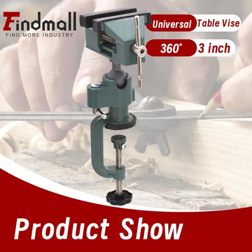 Miniatura 2 de findmall Prensa de Mesa Universal de 3" de Aluminio Giratoria de Banco, Rotación de 360 Grados, Apta para Sostener Piezas Pequeñas en Joyería, Verde