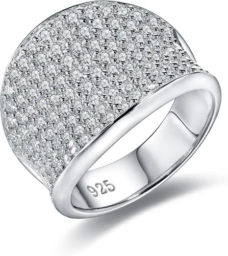 DAYBYDAY Anillos de moissanita para hombres y mujeres, plata de ley 925, 2-3.5 quilates, color D, VVS1, anillo de cóctel de moissanita con diamantes