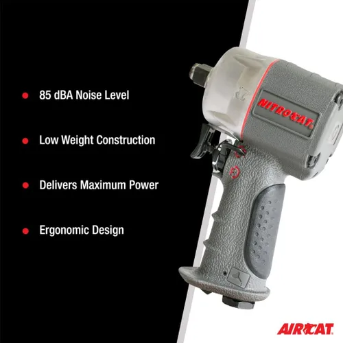 Miniatura 2 de Aircat Herramientas Neumáticas 1056-XL Llave de Impacto Compacta Compuesta de 1/2 Pulgada NITROCAT: Llave de Impacto de Bajo Peso y Alta Potencia