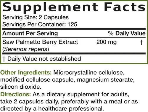 Miniatura 7 de Bronson Saw Palmetto Extra Strength apoya la función saludable de la próstata y el apoyo a la salud urinaria, sin OMG, 250 cápsulas vegetarianas
