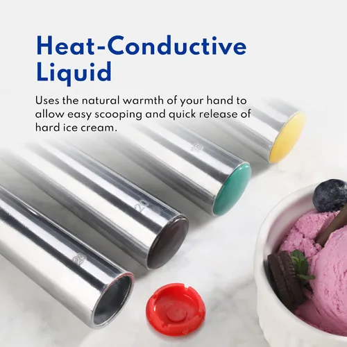 Miniatura 8 de New Star Foodservice Cuchara comercial para helados, tamaño 12, cuchara de aluminio para helado de 3 onzas con mango amarillo, solo lavar a mano
