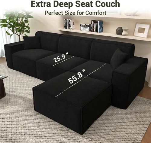 Miniatura 5 de Cloud - Sofá modular sin hueso, sofá seccional con asiento profundo, sofá en forma de L de 2 plazas para sala de estar, sofás de espuma