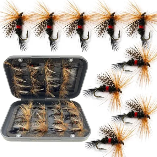 Miniatura 10 de Kit de moscas de pesca con mosca, 40/137 piezas, surtido de moscas secas/húmedas, serpentina para trucha, lubina, pez + caja de moscas