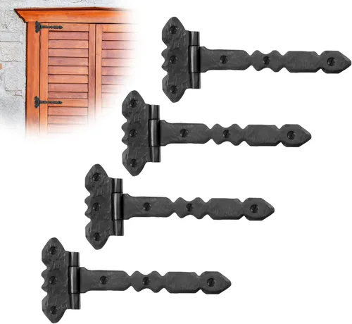 Miniatura 26 de Paquete de 2 bisagras de hierro forjado negro de 9 pulgadas, bisagras decorativas de hierro forjado, bisagras de hierro rústico para persianas