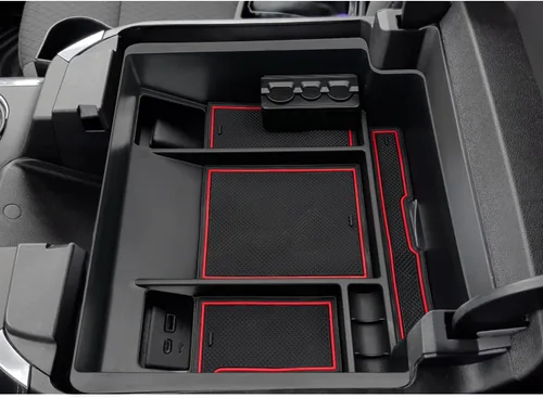 Miniatura 3 de Organizador de Bandeja de Consola Central se adapta a Accesorios para GMC Sierra/Chevy Silverado 1500 2022-2025, Silverado/Sierra 2500HD 3500HD Rojo