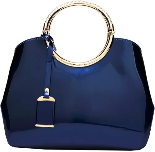 Bolso cruzado de cuero lacado brillante para mujer, elegante bolso de noche, bolso de mano retro para fiesta de graduación