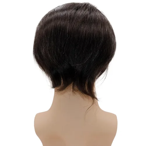 Miniatura 7 de Peluca de cabello humano europeo de repuesto para hombre, encaje suizo frontal, 0.003 in, piel fina, poliuretano, con bucle, 10 x 8 pulgadas