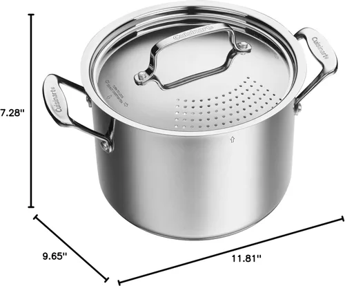 Miniatura 7 de Cuisinart 766S-22 - Olla para pasta de acero inoxidable de 6 cuartos de galón con tapa coladora Colección de utensilios de cocina clásicos de Chef
