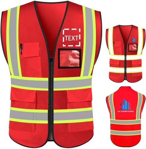 Miniatura 8 de Personalizar su texto/logotipo/imagen chaleco de seguridad de alta visibilidad ropa de trabajo de protección con tiras reflectantes