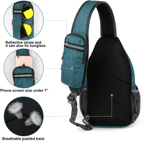 Miniatura 155 de WATERFLY Bolsa pequeña de senderismo: mochila cruzada para el pecho, mochila para hombres y mujeres con correa de hombro agradable a la piel