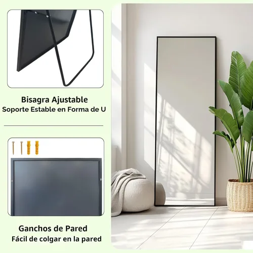 Miniatura 3 de Sunniry Espejo de longitud completa de 56 x 16 pulgadas, espejo de cuerpo completo con marco de metal de aluminio, espejos de pie para dormitorio